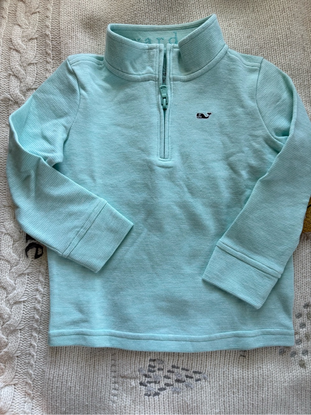Vineyard Vines Kids Mint Blue Quarter-Zip Pullover